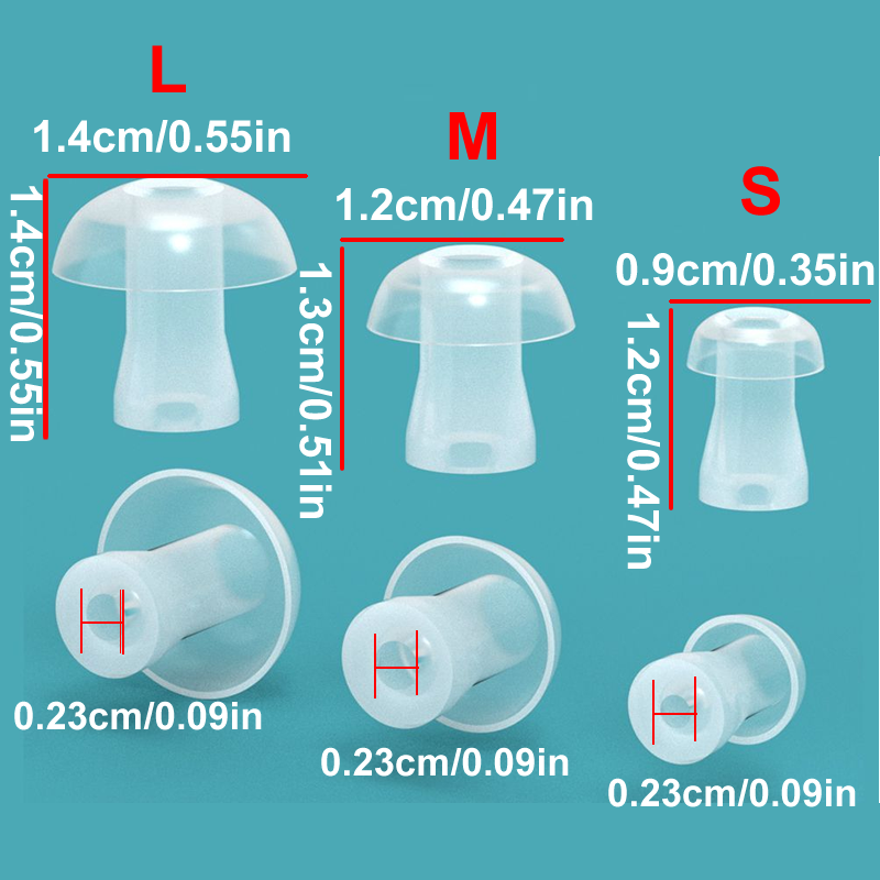 Silicone Ear Tip Replacement - 100pcs 보청기용 이어캡 쿠션 이어폰 인이어
