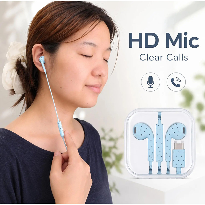 타입 C 이어폰 폴카 도트 스타 패턴 인이어 유선 이어 - Wired Earphone Mic 리뷰 및 가격